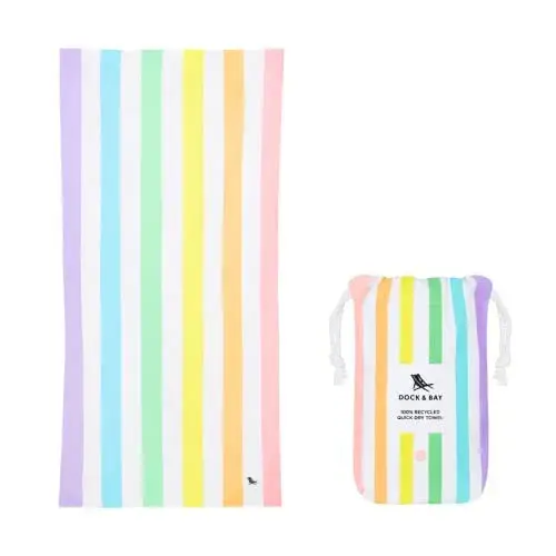 Dock & Bay Kid's Towel - for Beach Use - Quick Dry, Sand Free - Compact, Lightweight - 100% Recycled - Includes Bag - Summer - Unicorn Waves, Medium (130x70cm, 51x28)