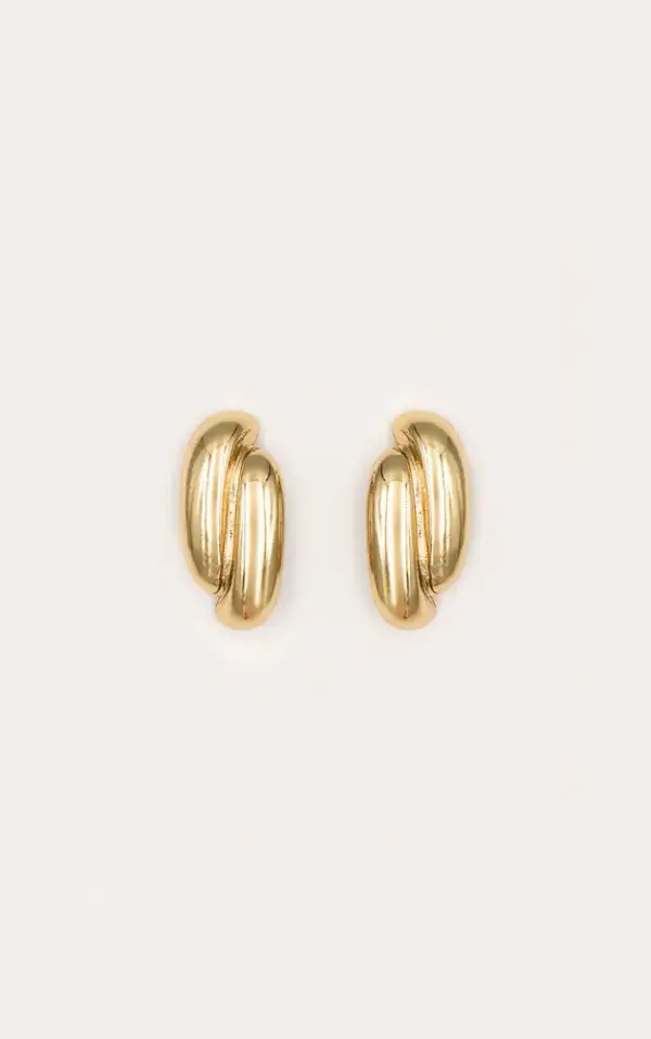 Gold Chunky Abstract Twist Statement Earrings
