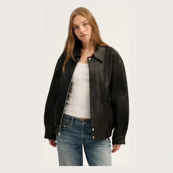 Utility Bomber Jacket in Leather