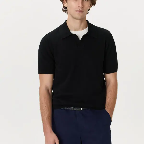 100% Mongolian Cashmere Johnny Collar Sweater Polo