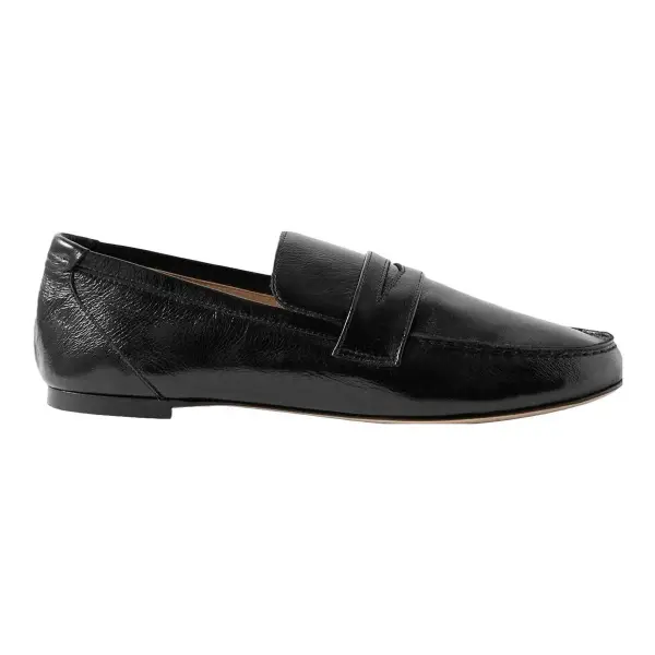 Crinkled-Leather Loafers