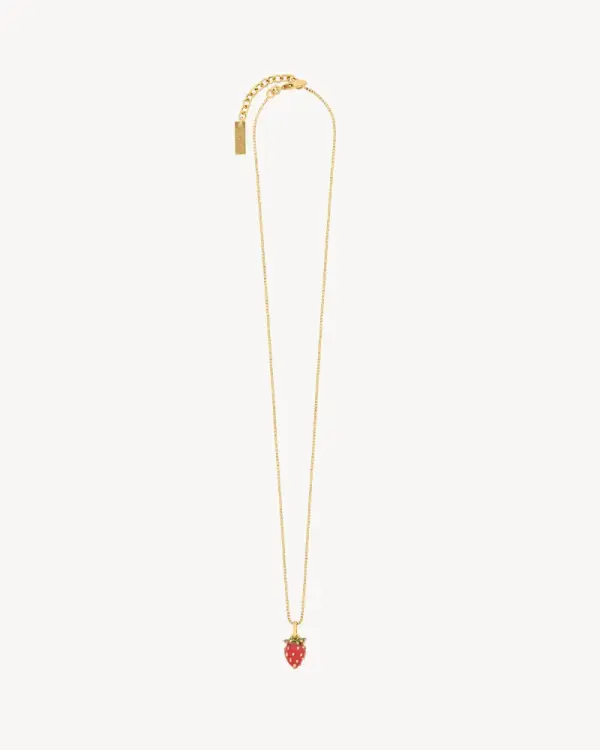 strawberry necklace in enamel and metal