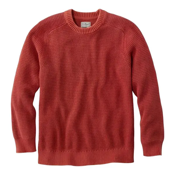 Sunwashed Textured Cotton Sweater Crewneck