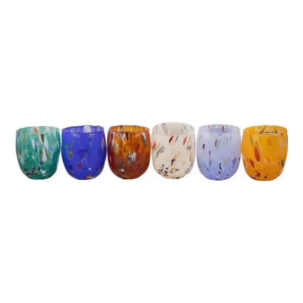 Set Of 6 Murano Shot Glasses Color Multicolor Handmade Made In Italy