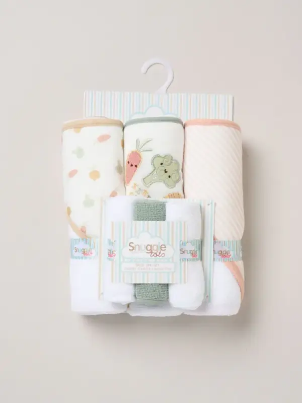 Snuggle Tots Hooded Towels and Wash Cloths 3 Pack