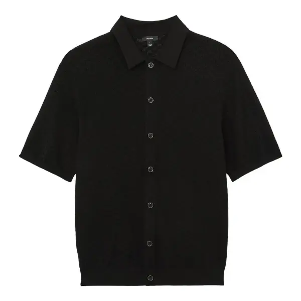 Phoenix Textured-Knit Button-Through Shirt