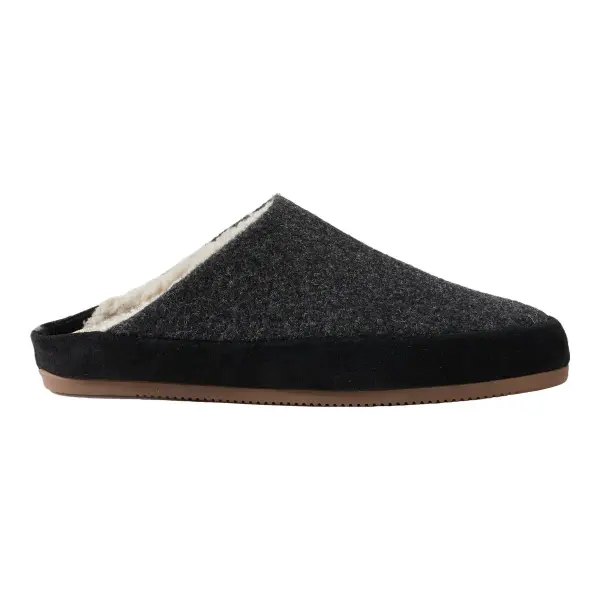 Suede Trimmed Shearling Lined Wool Slippers