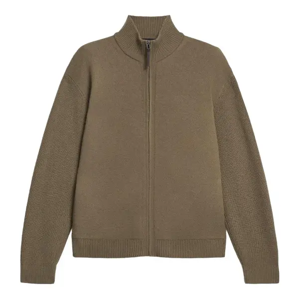 Turtleneck Cardigan In Boiled Wool