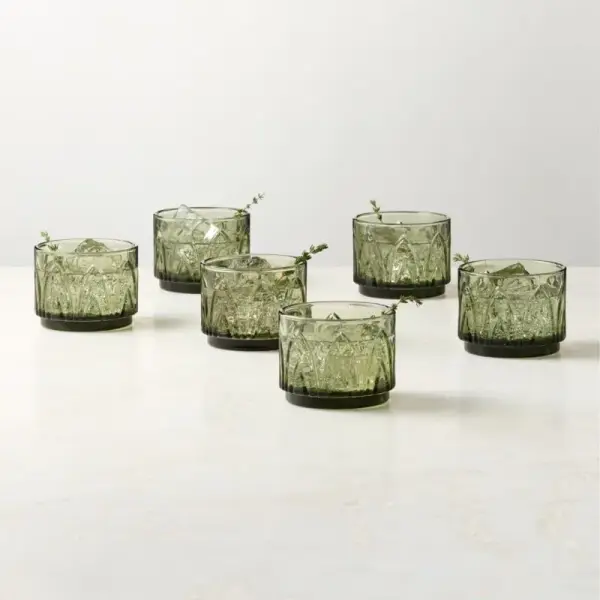 Buchanan Green Stacking Double Old-Fashioned Glasses Set of 6