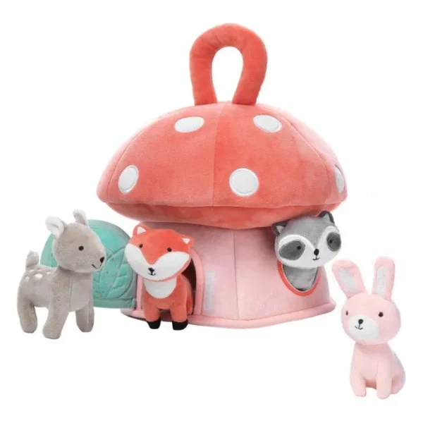 Interactive Plush Mushroom House with Stuffed Animal Toys