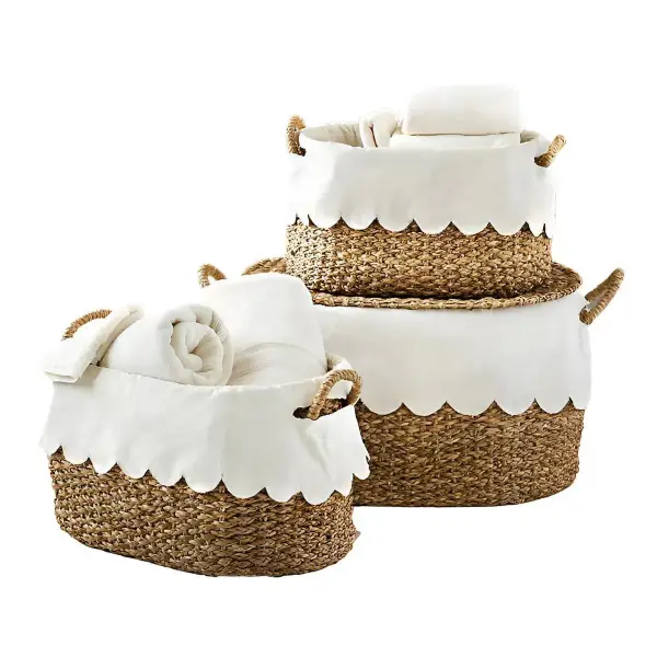 Nesting Baskets with Scalloped Liner - Set Of 3