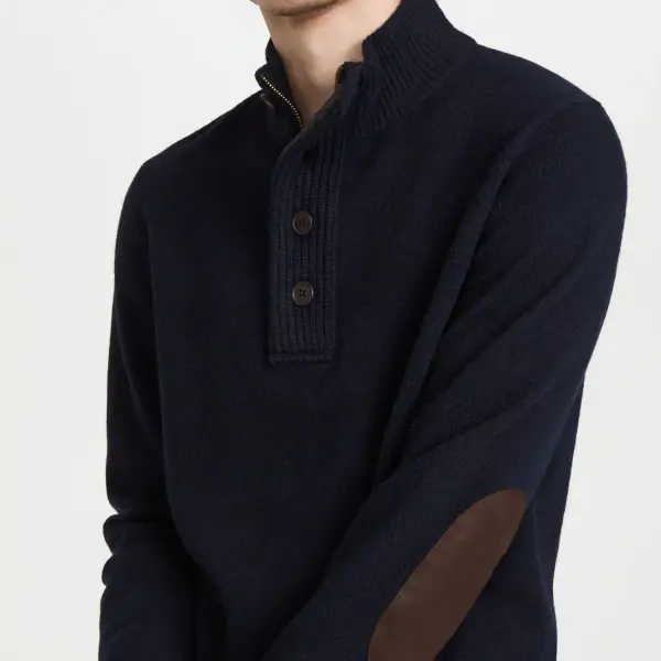 Elbow Patch Button Sweater