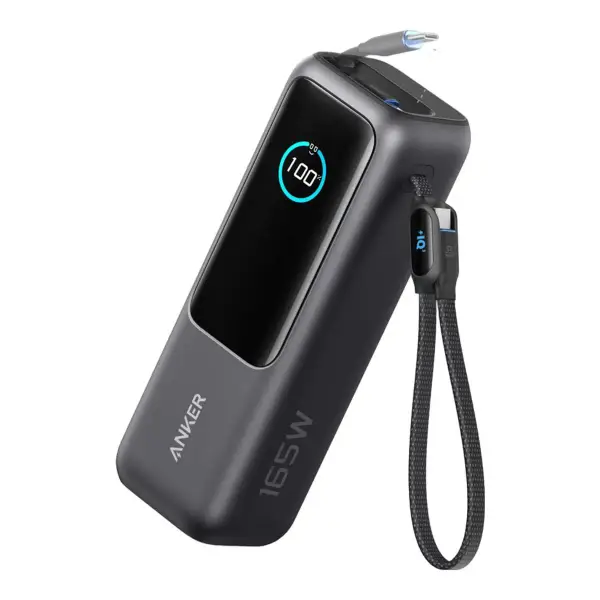 Laptop Power Bank (25K, 165W, Built-In and Retractable Cables)