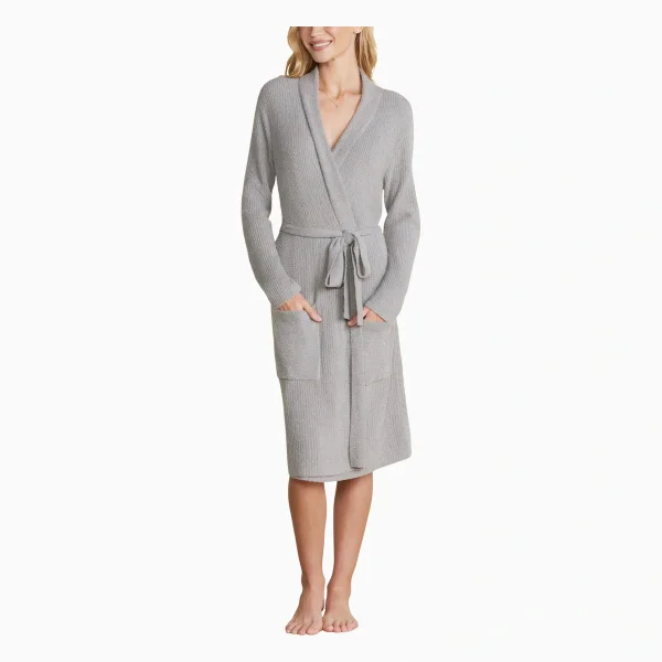 Barefoot Dreams CozyChic Lite Ribbed Robe - Dove Gray, S/M