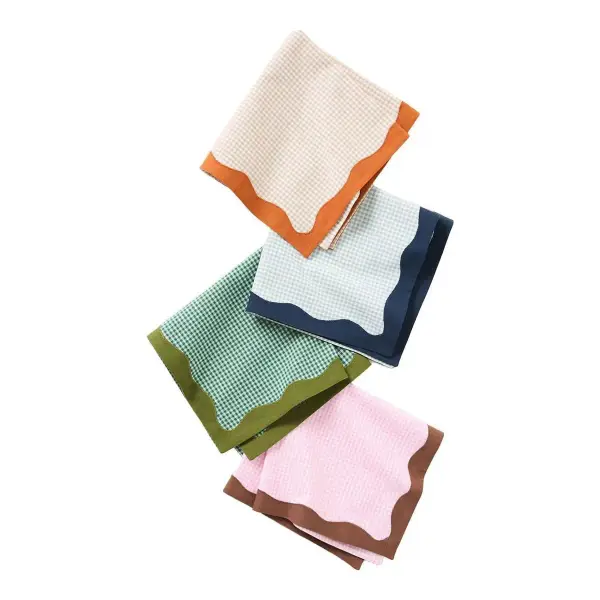 Ruby Scallop-Border Napkins, Set of 4