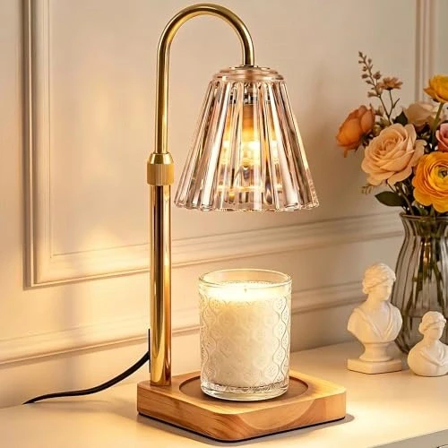 Marycele Candle Warmer Lamp with Timer & Dimmer - Mothers Day Gifts for Women Mom Her, Aesthetic Office Home Decor, Adjustable Height Wax Melter for Candle Jar & 3-Wick Candles (2 Bulbs Included)