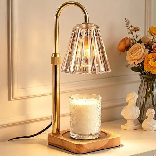 Marycele Candle Warmer Lamp with Timer & Dimmer - Mothers Day Gifts for Women Mom Her, Aesthetic Office Home Decor, Adjustable Height Wax Melter for Candle Jar & 3-Wick Candles (2 Bulbs Included)
