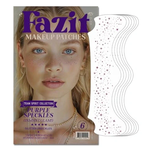 Fazit Makeup Patches - Purple Speckles - Glow Up Make-Up Patches - Cute Glitter Makeup Accessories for Women - Cosmetic Glitter for Face