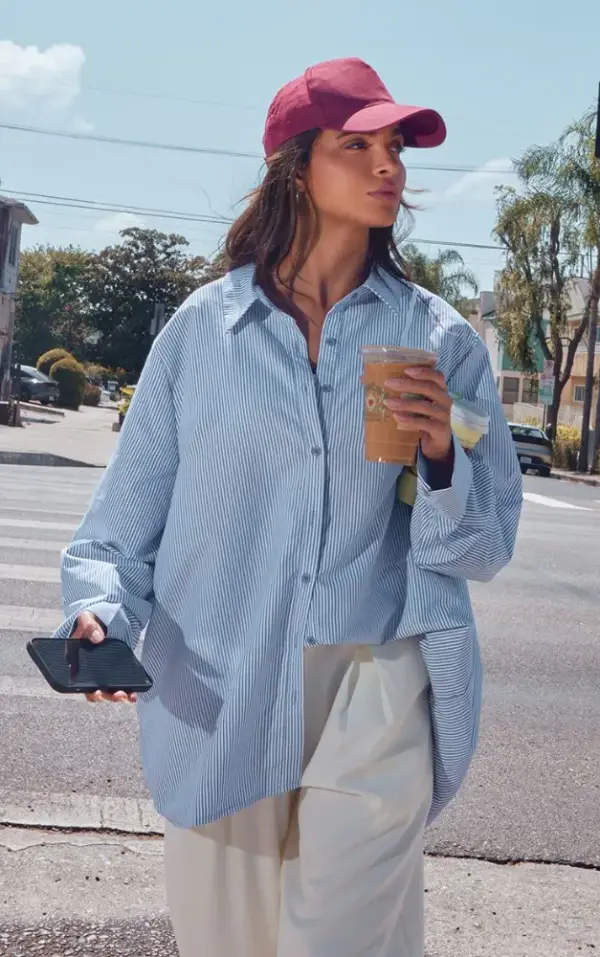 Blue Striped Oversized Lightweight Shirt