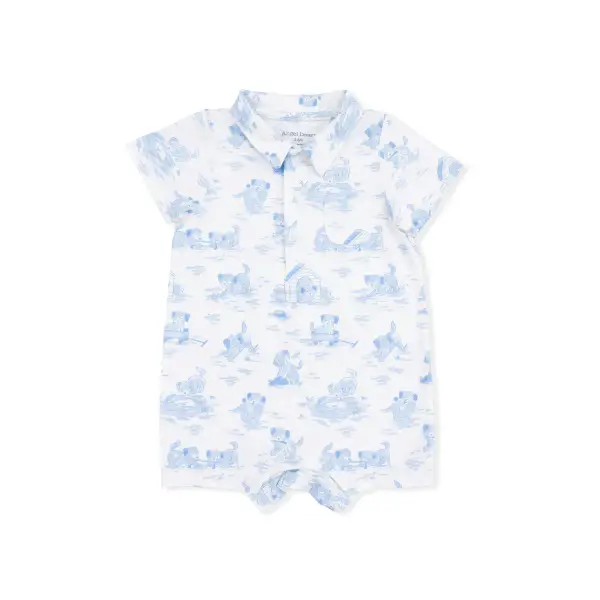 Puppy Toile Blue - Polo Shortie