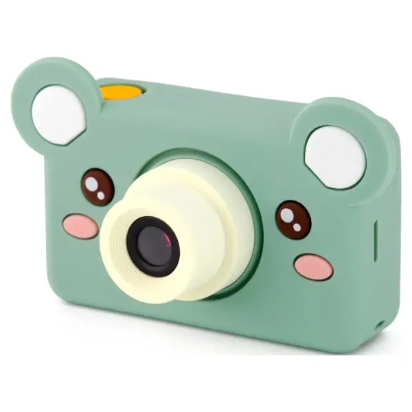 Kidamento Model C Bear Digital Camera for Kids, Green Toy Camera for Ages 3+, Shockproof Mini Camera with Cute Bear Design