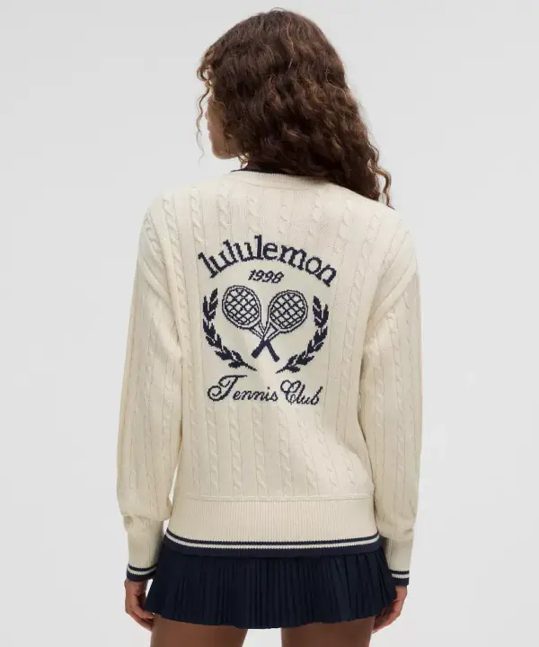 Cotton-Blend Cable-Knit Cardigan Tennis Club