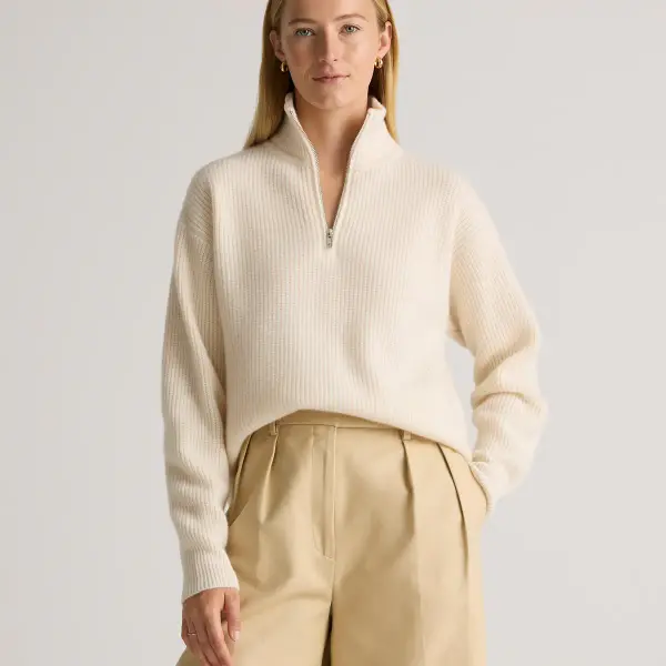 Mongolian Cashmere Fisherman Quarter Zip Sweater