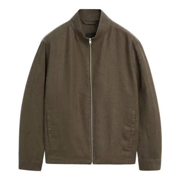 Faded Total Look Linen Bomber Jacket