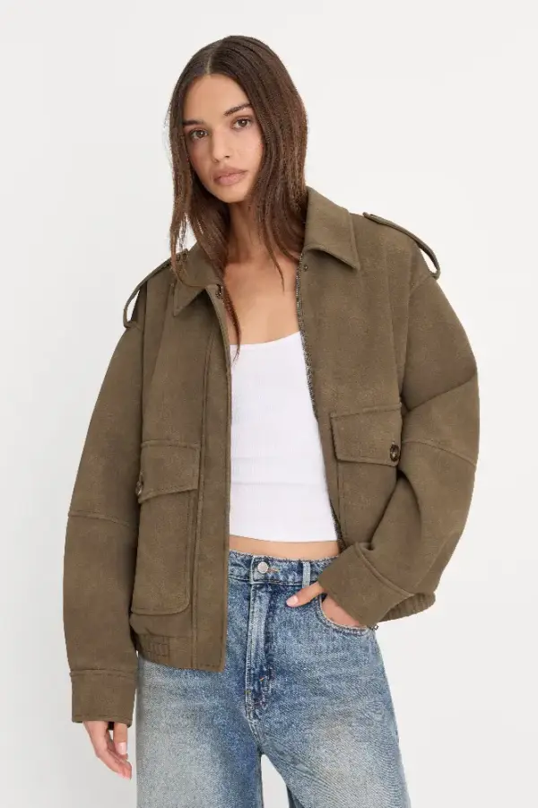 THE BETTER THAN LEATHER BOMBER JACKET | STONE