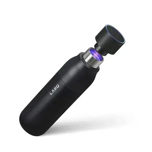 LARQ Bottle PureVis 25 oz - Self-Cleaning and Insulated Stainless Steel Water Bottle with UV Water Purifier and Award-winning Design | Reusable & Travel Friendly, Obsidian Black