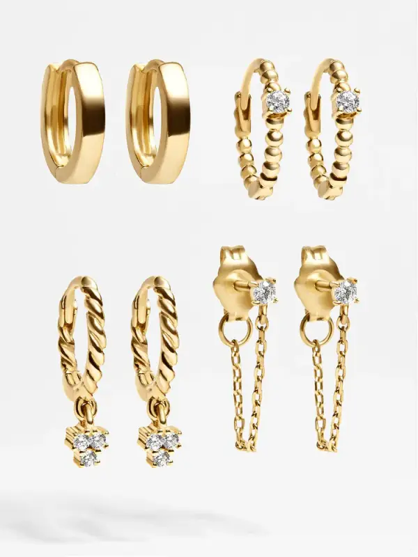 Luna 18K Gold Earring Set - Luna 18K Gold Earring Set