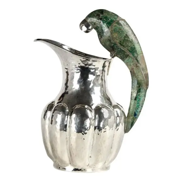 Vintage Silver Plate Pitcher with Parrot Handle