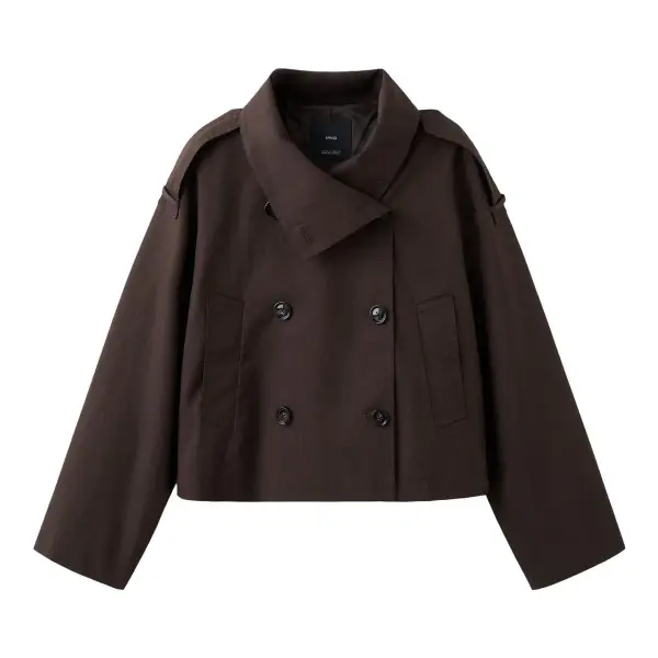 Funnel-Neck Cropped Trench Coat