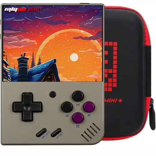 Miyoo Mini Plus with Portable Case Retro Emulator Handheld Game Console Latest Version with WiFi & RTC, 3.5’’ 640*480 IPS Screen 3000mAh Battery, Gray 64GB