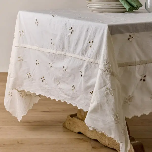 Antique Eyelet Tablecloth