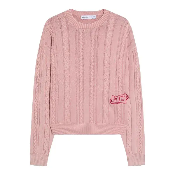 Cable-Knit Crew Neck Sweater