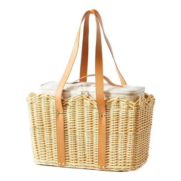Scalloped Wicker Insulated Picnic Basket