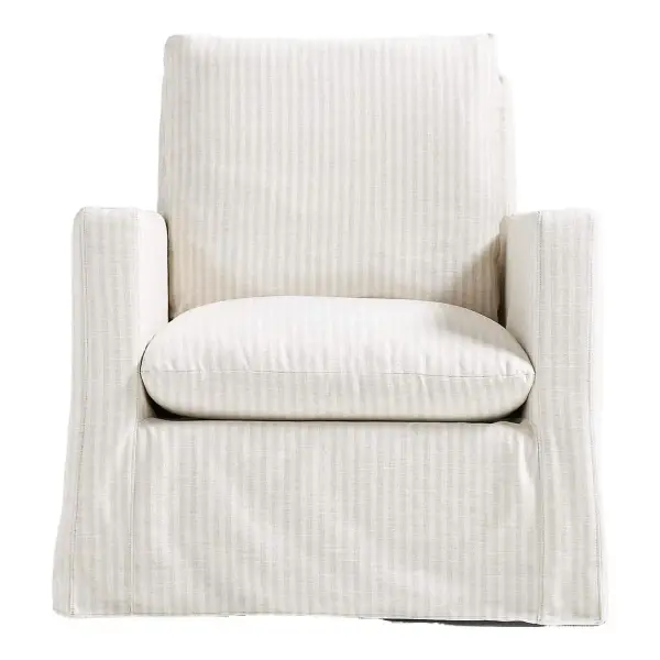 Crate & Barrel x Leanne Ford Ever Slipcovered Striped Nursery Glider Chair