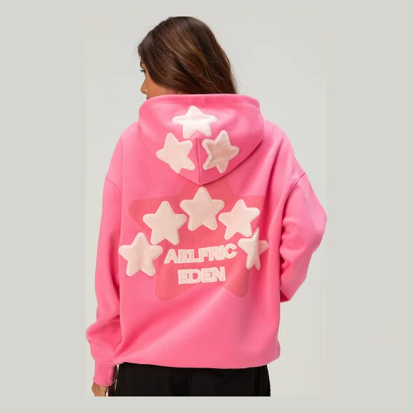 AELFRIC EDEN Colorful Star Womens Oversized Hoodie - PINK