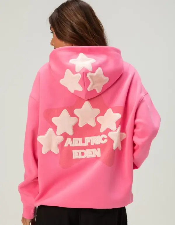 AELFRIC EDEN Colorful Star Womens Oversized Hoodie - PINK