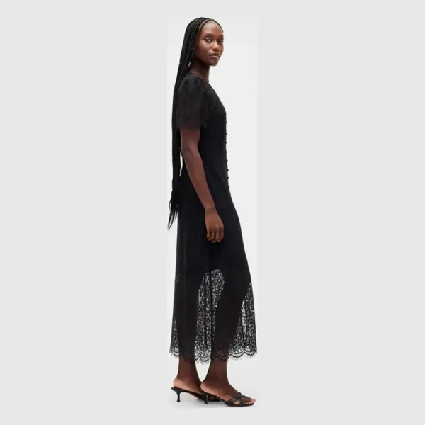 Lace V-Neck Midi Dress