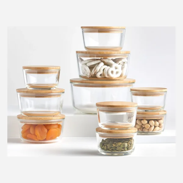 20-Piece Round Glass Food Storage Set with Bamboo Lids