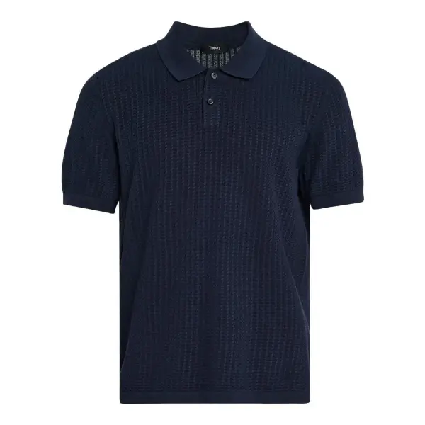 Cotton Cable Knit Polo Shirt