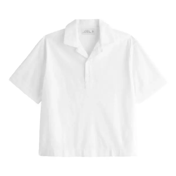 Summer Linen-Blend Popover Top