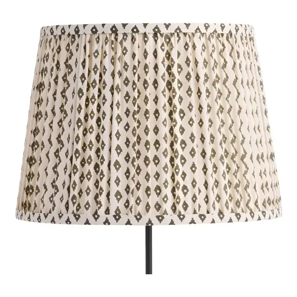Olive Green Diamond Pleated Block Print Table Lamp Shade