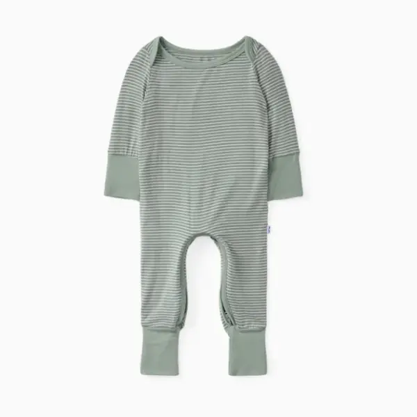 Little Sleepies Lap Shoulder Crescent Zippy Footie - Willow Stripe, 3-6 M