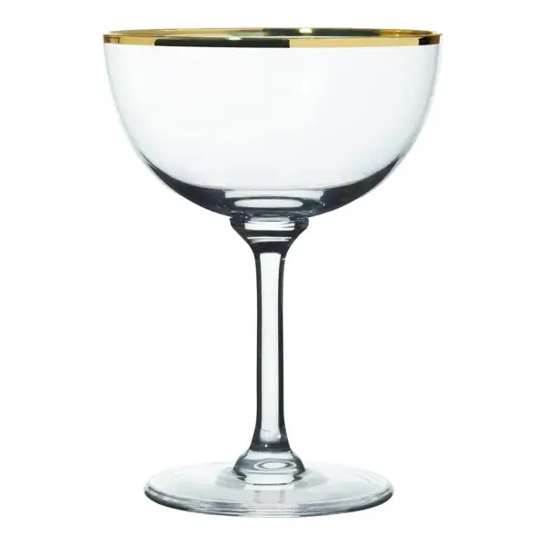 Crystal Champagne Saucers with Gold Rim Design