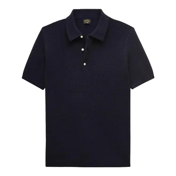 Short-Sleeve Cashmere Rib-Knit Sweater-Polo