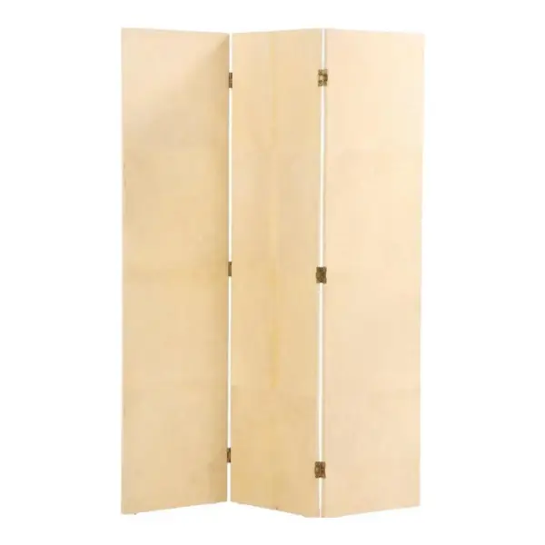A Parchment Covered Three Panel Folding Screen