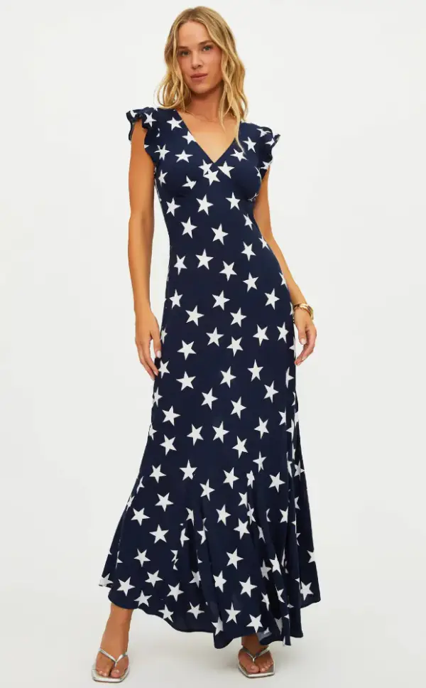 Elodie Dress Twilight Stars | Patriotic Star Pint Maxi Dress s| Beach Riot